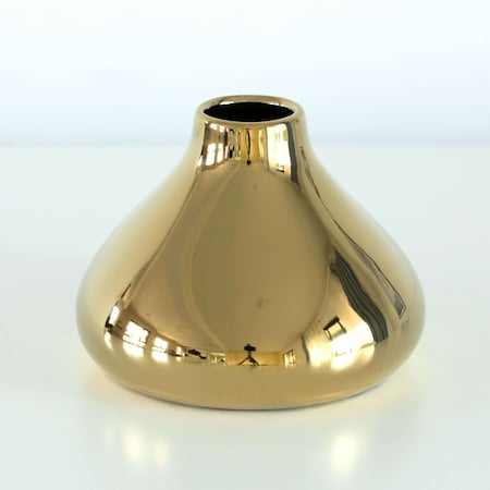 Fabulaxe 6.5 W x 4.75 H Decorative Ceramic Modern Centerpiece Table Flower Vase, Gold QI004056.S